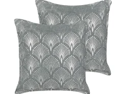 Discount Beliani Set di 2 cuscini HOYA Cotone 45 x 45 cm Grigio Trama geometrica Argento Grigio