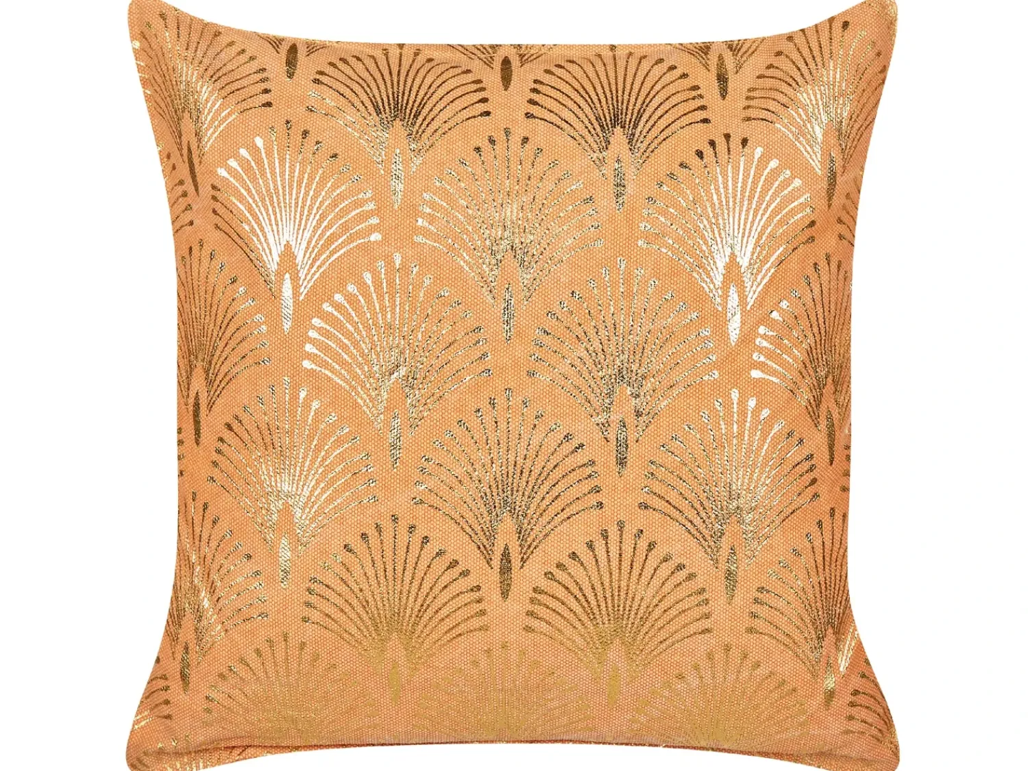 Beliani Set di 2 cuscini HOYA Cotone 45 x 45 cm Arancione Trama geometrica Arancione Oro