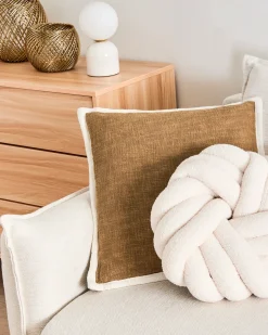 Online Beliani Set di 2 cuscini IANTHE Cotone 45 x 45 cm Marrone Tinta unita Bianco Marrone