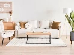 Online Beliani Set di 2 cuscini IANTHE Cotone 45 x 45 cm Marrone Tinta unita Bianco Marrone