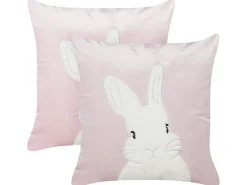 Outlet Beliani Set di 2 cuscini IBERIS Velluto 45 x 45 cm Rosa
