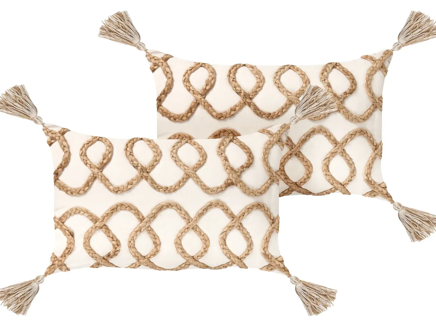 Outlet Beliani Set di 2 cuscini INCANA Cotone 30 x 50 cm Trama geometrica Beige