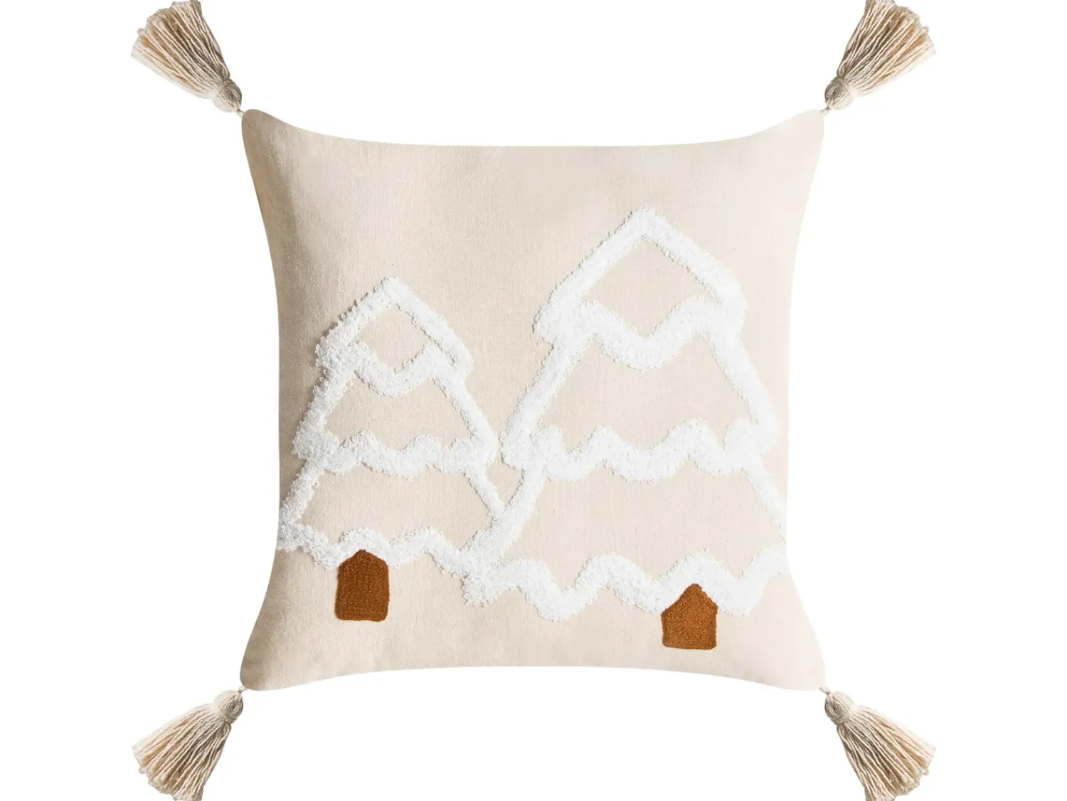 Discount Beliani Set di 2 cuscini INTSIA Cotone 30 x 50 cm 45 x 45 cm Beige chiaro Modello natalizio Bianco Beige