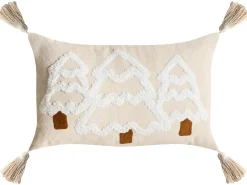 Discount Beliani Set di 2 cuscini INTSIA Cotone 30 x 50 cm 45 x 45 cm Beige chiaro Modello natalizio Bianco Beige