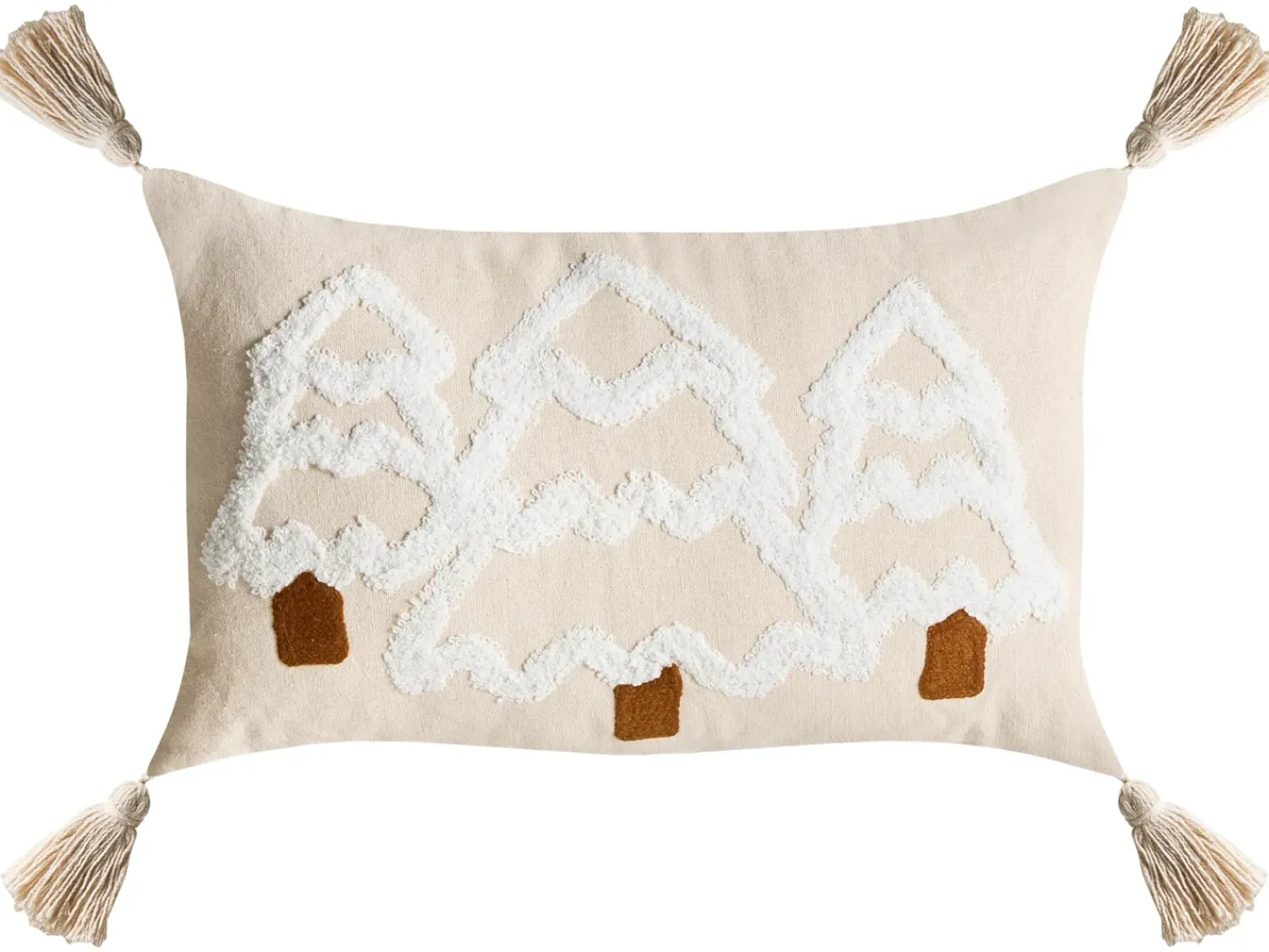 Discount Beliani Set di 2 cuscini INTSIA Cotone 30 x 50 cm 45 x 45 cm Beige chiaro Modello natalizio Bianco Beige