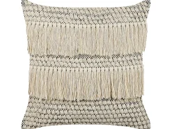 New Beliani Set di 2 cuscini IRESINE Cotone 45 x 45 cm Beige Trama geometrica Beige Nero