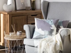 Online Beliani Set di 2 cuscini IXIA Cotone 45 x 45 cm Viola Trama astratta Argento Bianco Blu Viola Multicolore