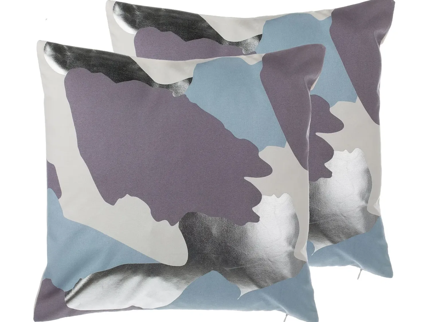 Online Beliani Set di 2 cuscini IXIA Cotone 45 x 45 cm Viola Trama astratta Argento Bianco Blu Viola Multicolore