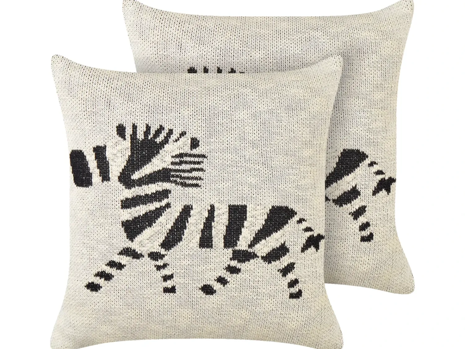 Outlet Beliani Set di 2 cuscini JABORI Cotone 45 x 45 cm Beige Beige Bianco Nero