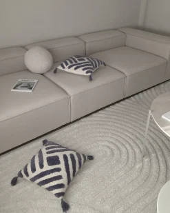 Best Beliani Set di 2 cuscini JACARANDA Cotone 45 x 45 cm Blu Trama geometrica Beige Blu