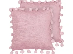 New Beliani Set di 2 cuscini JASMINE 45 x 45 cm Tinta unita Rosa