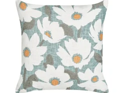 New Beliani Set di 2 cuscini JATROPHA Cotone 45 x 45 cm Azzurro Trama floreale Arancione Bianco Blu Verde