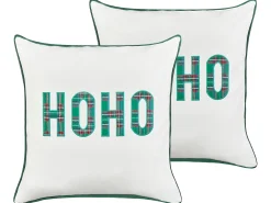 Hot Beliani Set di 2 cuscini JOYCANDY Cotone Bianco Modello natalizio Bianco Rosso Verde