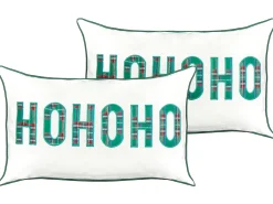 Outlet Beliani Set di 2 cuscini JOYCANDY Cotone Bianco Modello natalizio Bianco Rosso Verde
