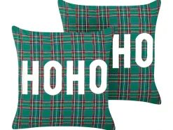 Clearance Beliani Set di 2 cuscini JOYCANDY Verde Modello natalizio Bianco Rosso Verde Nero