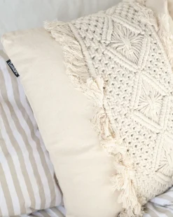 Online Beliani Set di 2 cuscini KALAM Cotone 45 x 45 cm chiaro Trama geometrica Beige