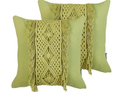 Clearance Beliani Set di 2 cuscini KALAM Cotone 45 x 45 cm Trama geometrica Verde