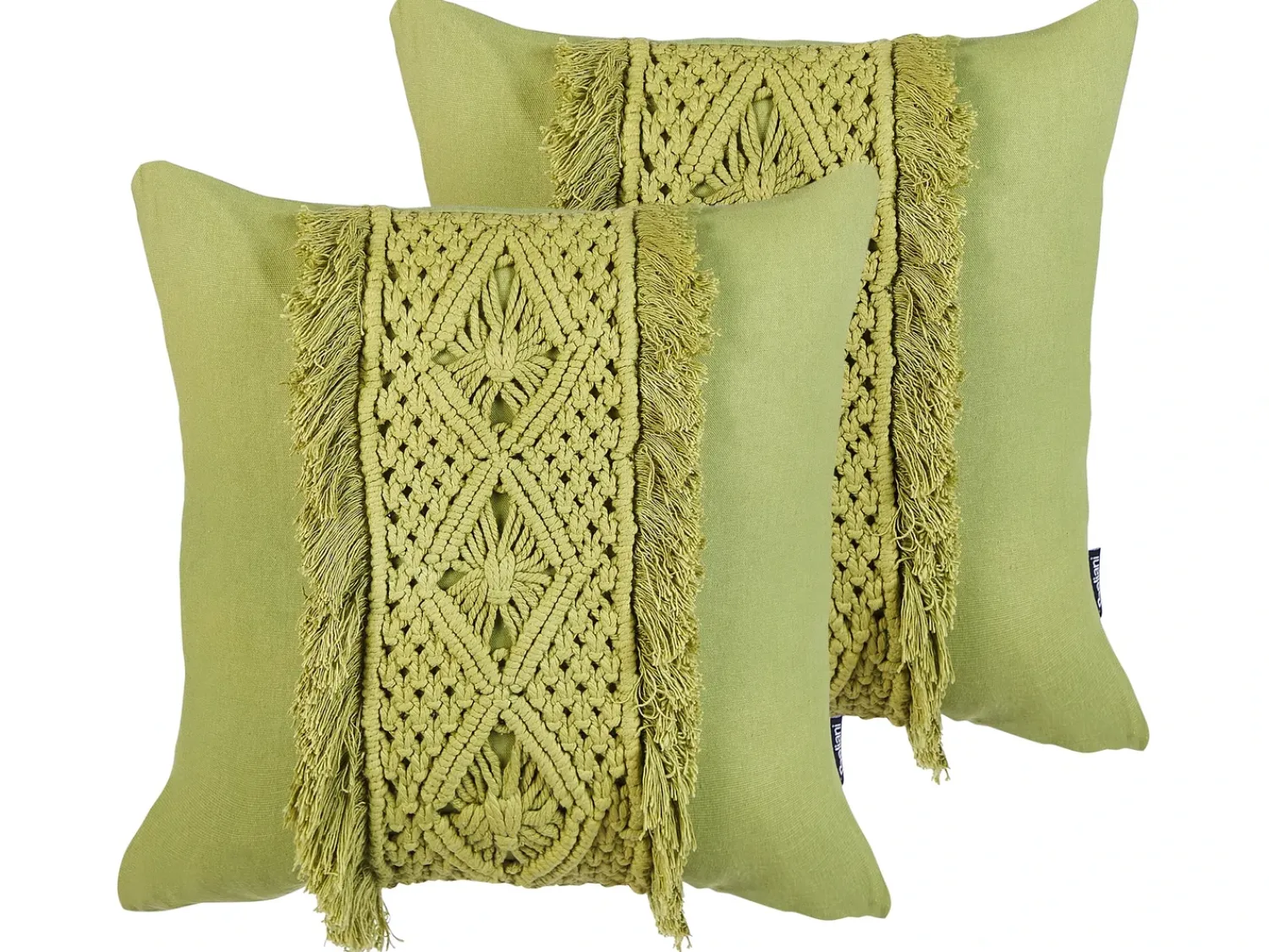 Clearance Beliani Set di 2 cuscini KALAM Cotone 45 x 45 cm Trama geometrica Verde
