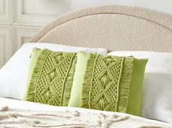 Clearance Beliani Set di 2 cuscini KALAM Cotone 45 x 45 cm Trama geometrica Verde