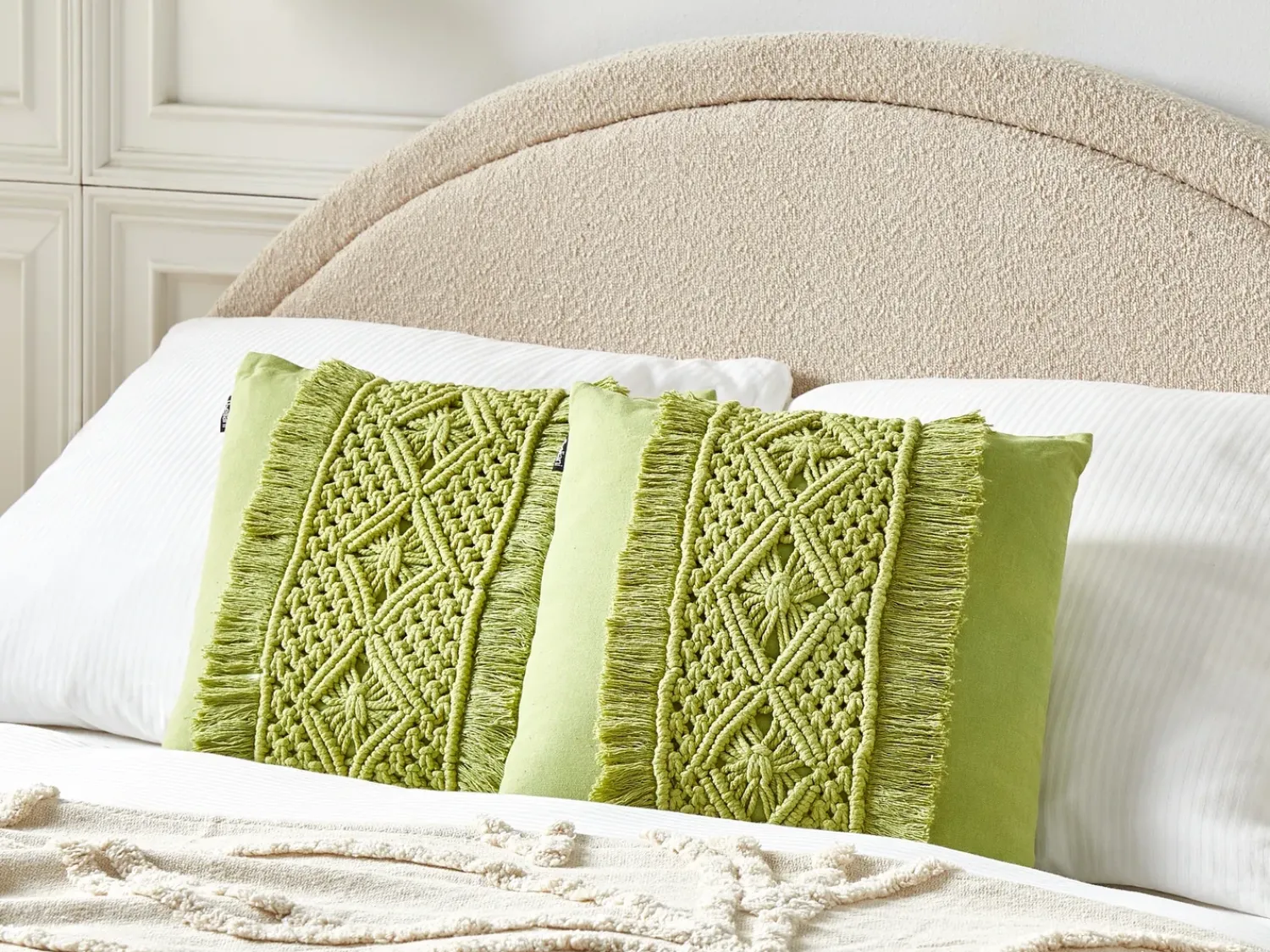 Clearance Beliani Set di 2 cuscini KALAM Cotone 45 x 45 cm Trama geometrica Verde