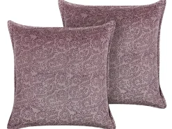 Beliani Set di 2 cuscini KALMIA Velluto 45 x 45 cm Trama floreale Rosa