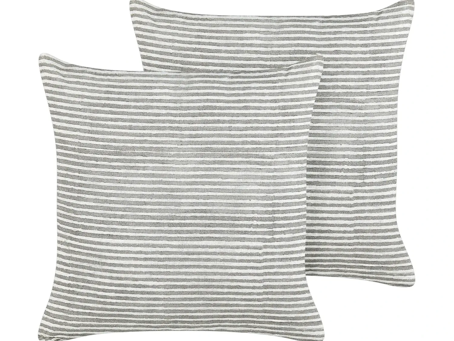 Sale Beliani Set di 2 cuscini KANPAS Lino 50 x 50 cm Grigio A strisce Bianco Grigio