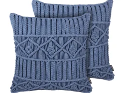 Sale Beliani Set di 2 cuscini KARATAS Cotone 45 x 45 cm Trama geometrica Blu