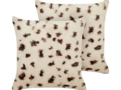 Sale Beliani Set di 2 cuscini KASRA Finta pelliccia 45 x 45 cm chiaro Trama astratta Beige