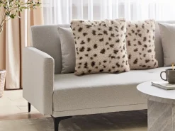 Sale Beliani Set di 2 cuscini KASRA Finta pelliccia 45 x 45 cm chiaro Trama astratta Beige