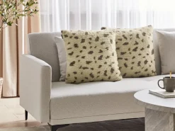 Online Beliani Set di 2 cuscini KASRA Finta pelliccia 45 x 45 cm Trama astratta Beige