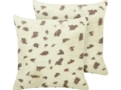 Online Beliani Set di 2 cuscini KASRA Finta pelliccia 45 x 45 cm Trama astratta Beige