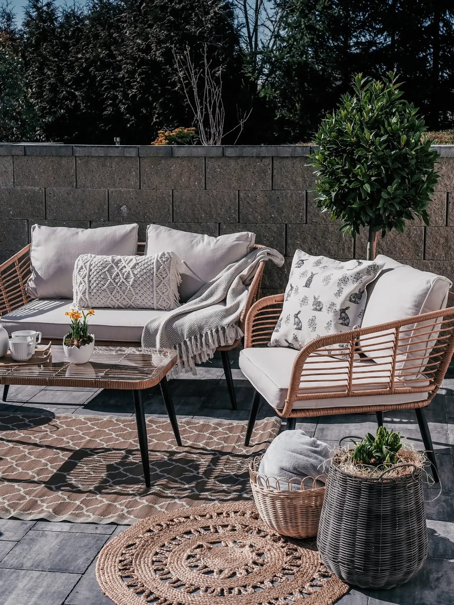 Outlet Beliani Set di 2 cuscini KIRIKKALE Cotone 30 x 45 cm Trama geometrica Grigio