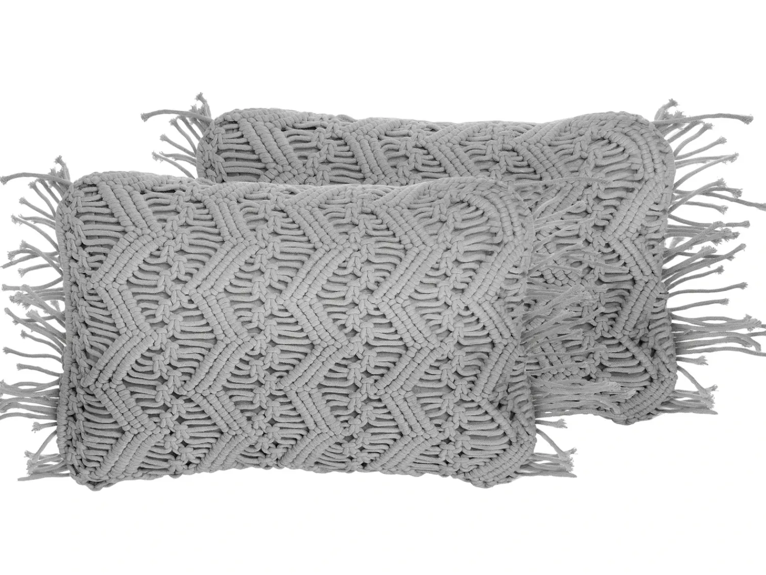 Outlet Beliani Set di 2 cuscini KIRIKKALE Cotone 30 x 45 cm Trama geometrica Grigio