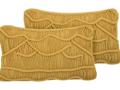 Online Beliani Set di 2 cuscini KIRIS Cotone 30 x 50 cm Trama geometrica Giallo