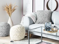 Beliani Set di 2 cuscini KIZKALESI Cotone 45 x 40 cm Trama geometrica Grigio