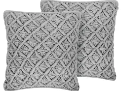 Beliani Set di 2 cuscini KIZKALESI Cotone 45 x 40 cm Trama geometrica Grigio