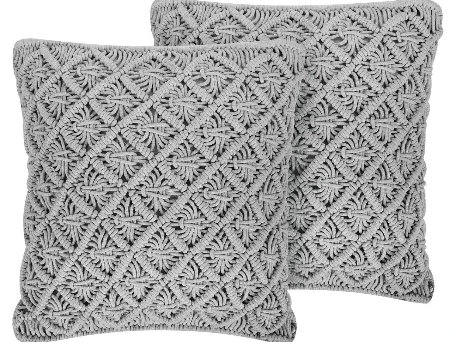 Beliani Set di 2 cuscini KIZKALESI Cotone 45 x 40 cm Trama geometrica Grigio