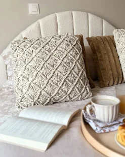 Discount Beliani Set di 2 cuscini KIZKALESI Cotone 45 x 45 cm chiaro Trama geometrica Beige