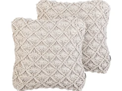 Discount Beliani Set di 2 cuscini KIZKALESI Cotone 45 x 45 cm chiaro Trama geometrica Beige