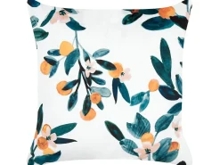 Best Beliani Set di 2 cuscini KNAUTIA Velluto 45 x 45 cm Multicolore Trama di piante Bianco Giallo Verde