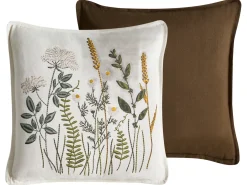 Hot Beliani Set di 2 cuscini KNEMA Cotone 45 x 45 cm Bianco Trama floreale Bianco Marrone