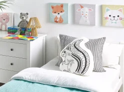 Clearance Beliani Set di 2 cuscini KOLKATA Cotone 42 x 48 cm Bianco Scoiattolo Bianco Nero