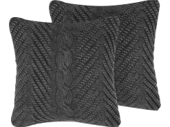 Online Beliani Set di 2 cuscini KONNI Cotone 45 x 45 cm Trama Chevron Grigio