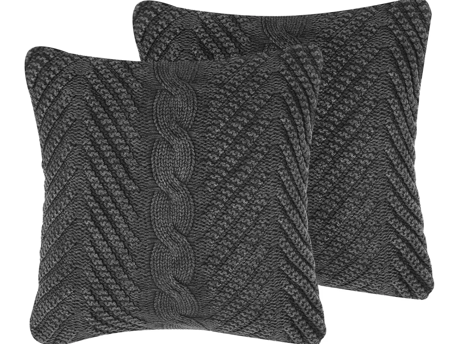 Online Beliani Set di 2 cuscini KONNI Cotone 45 x 45 cm Trama Chevron Grigio