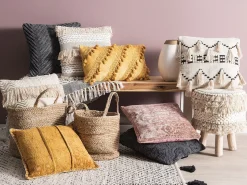 Online Beliani Set di 2 cuscini KONNI Cotone 45 x 45 cm Trama Chevron Grigio