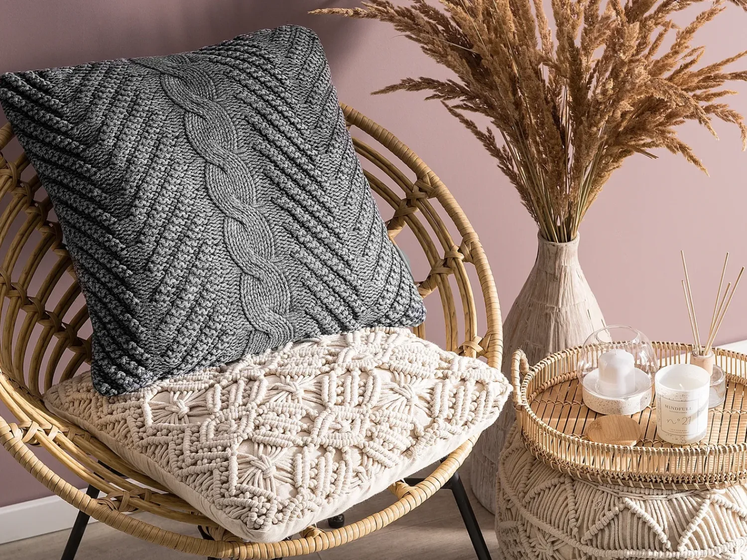 Online Beliani Set di 2 cuscini KONNI Cotone 45 x 45 cm Trama Chevron Grigio