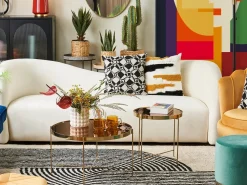 Sale Beliani Set di 2 cuscini KOTURE Cotone 45 x 45 cm Nero/Bianco Trama geometrica Bianco Nero Oro