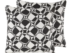 Sale Beliani Set di 2 cuscini KOTURE Cotone 45 x 45 cm Nero/Bianco Trama geometrica Bianco Nero Oro