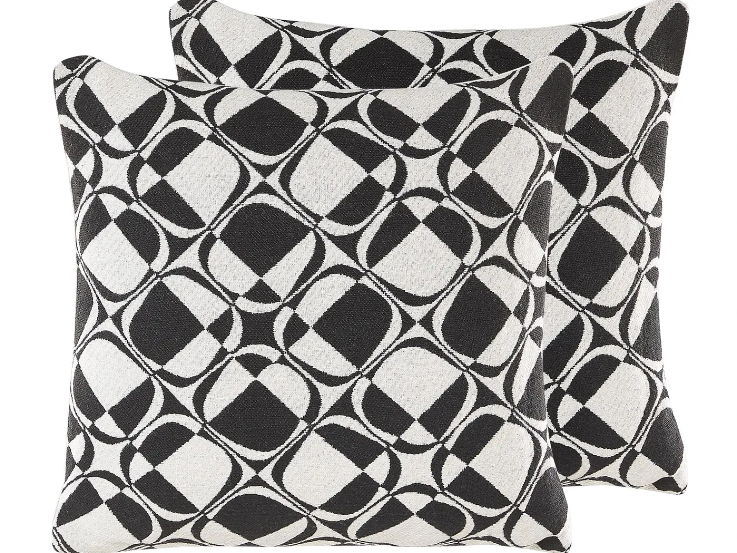Sale Beliani Set di 2 cuscini KOTURE Cotone 45 x 45 cm Nero/Bianco Trama geometrica Bianco Nero Oro