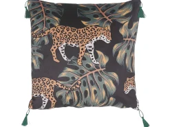 Online Beliani Set di 2 cuscini KUHI Velluto 45 x 45 cm Nero Trama animale Arancione Bianco Verde Nero